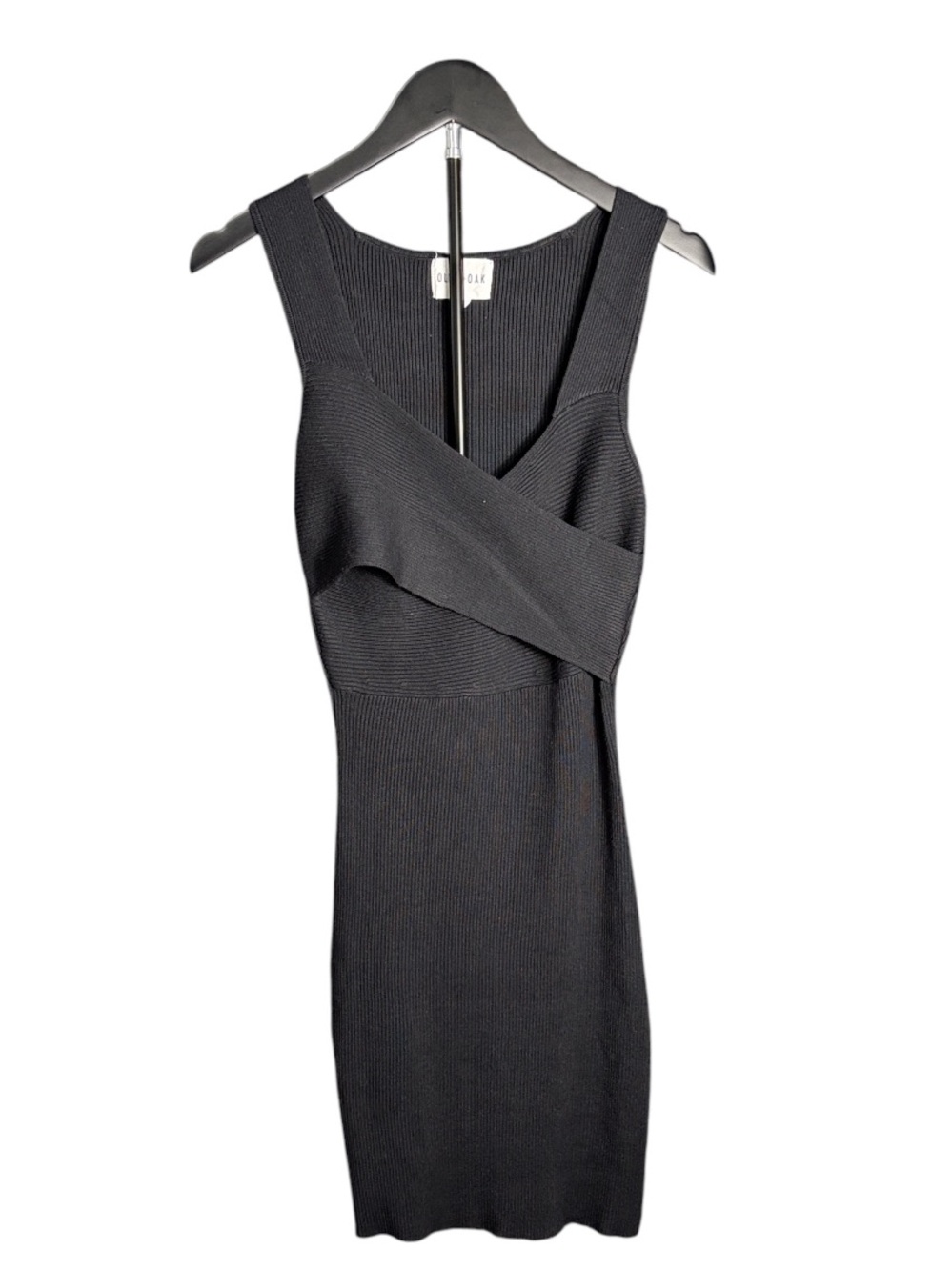 Olive & Oak Black Sleeveless Knit Wrap-Detail Midi Dress